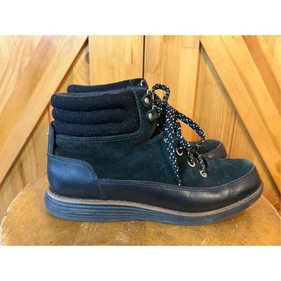 COLE HAAN BLACK SUEDE HIKER GRAND BOOT Size 6B - Picture 1 of 10